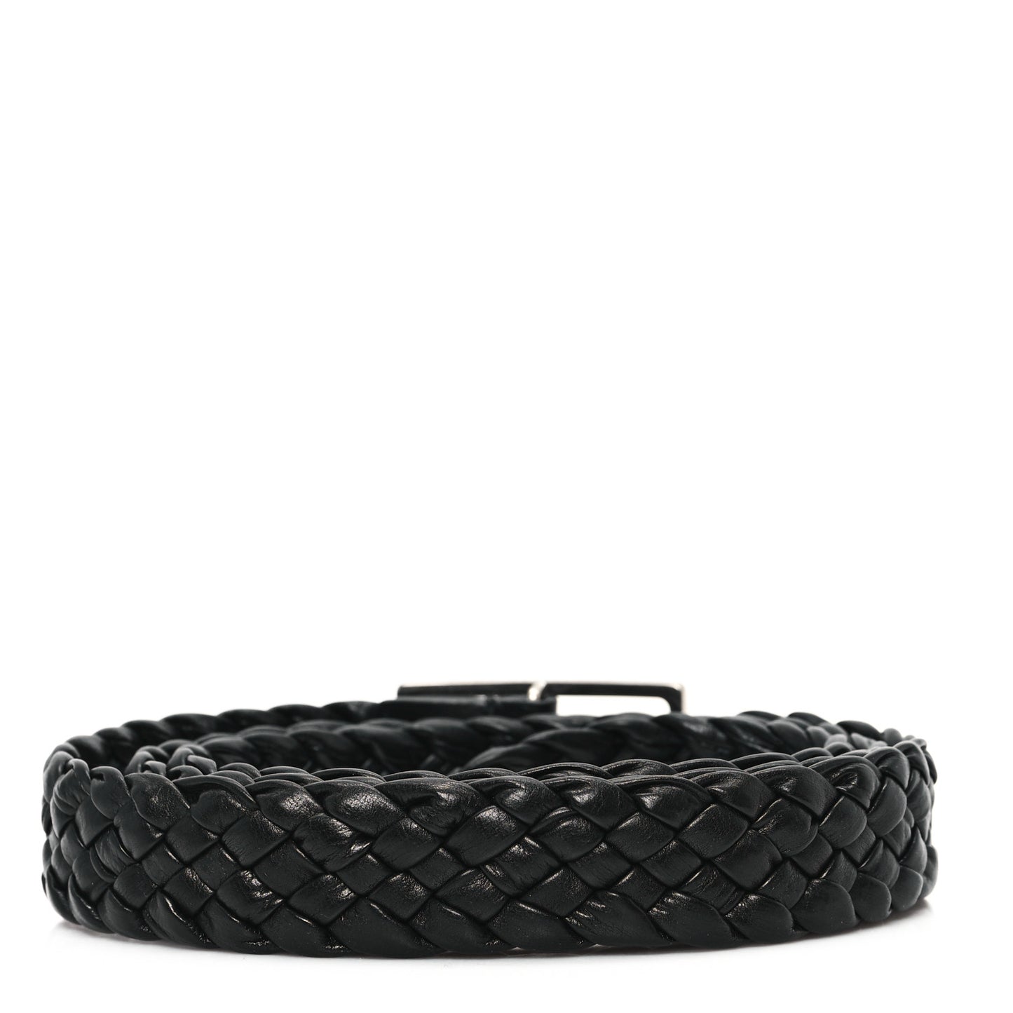 Paper Calfskin Intrecciato Belt M Black