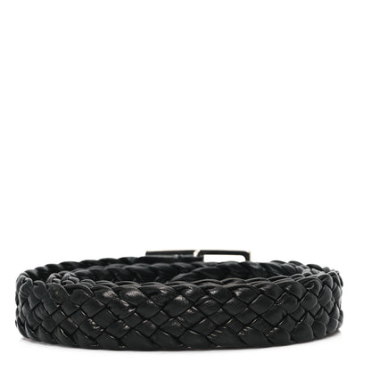 Bottega Veneta Paper Calfskin Intrecciato Belt M Black 2 of 3