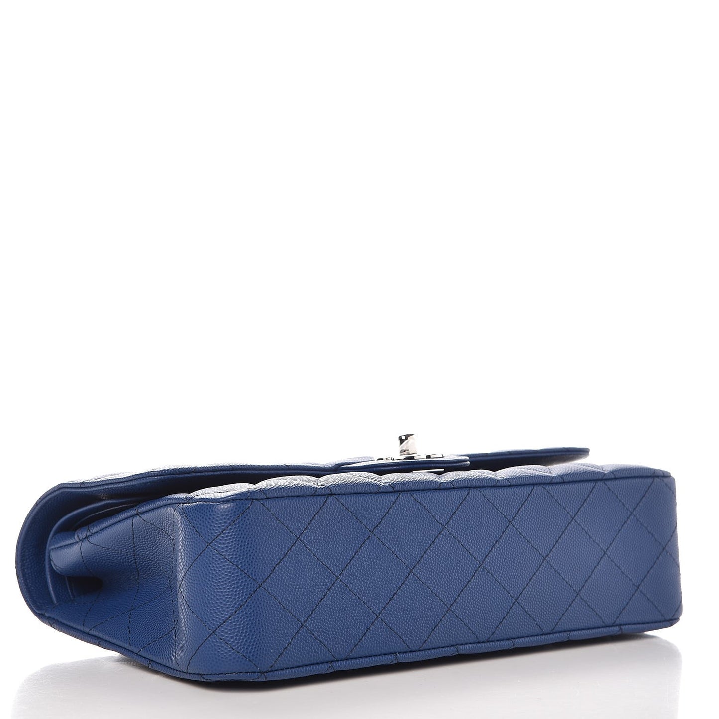 Caviar Quilted Medium Double Flap Dark Blue