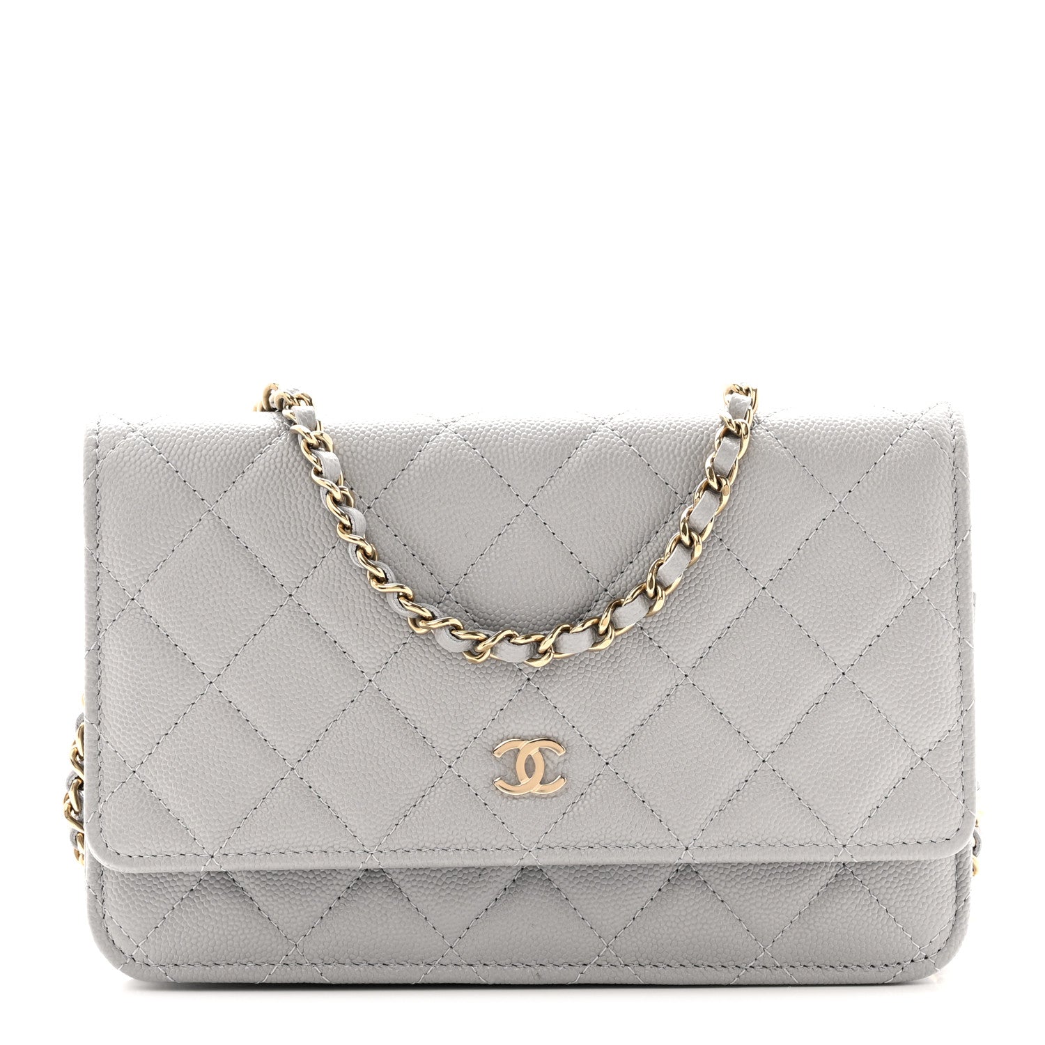 Chanel Caviar Quilted Wallet On Chain WOC Grey 1 of 12