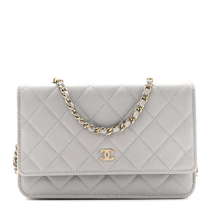 Chanel Caviar Quilted Wallet On Chain WOC Grey 1 of 12