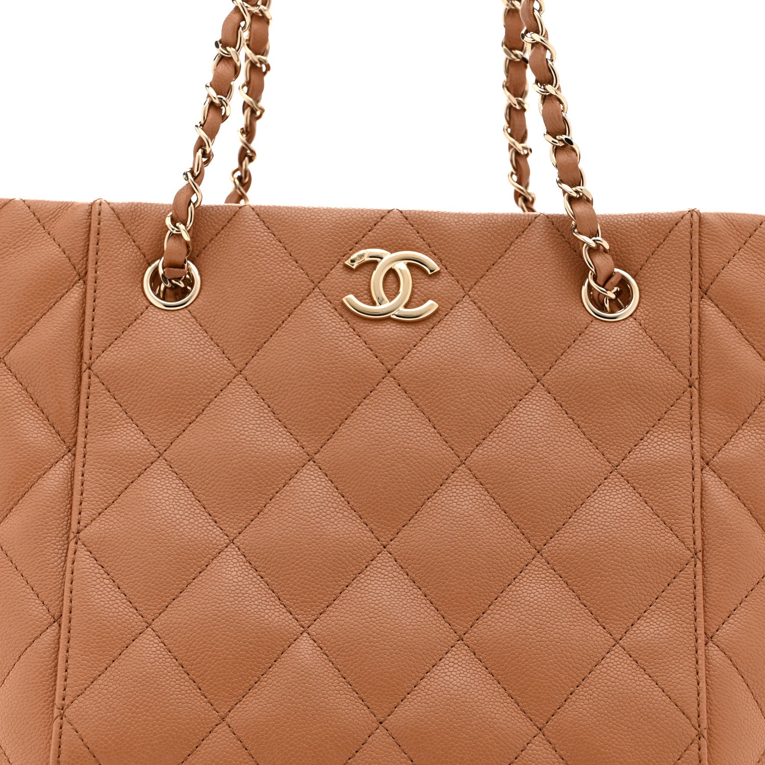 Chanel Caviar Quilted Small Shopping Tote Dark Beige 9 of 12