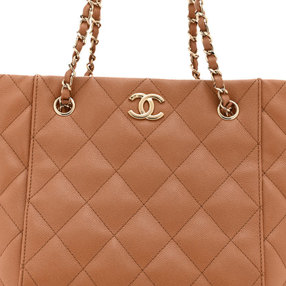 Chanel Caviar Quilted Small Shopping Tote Dark Beige 9 of 12