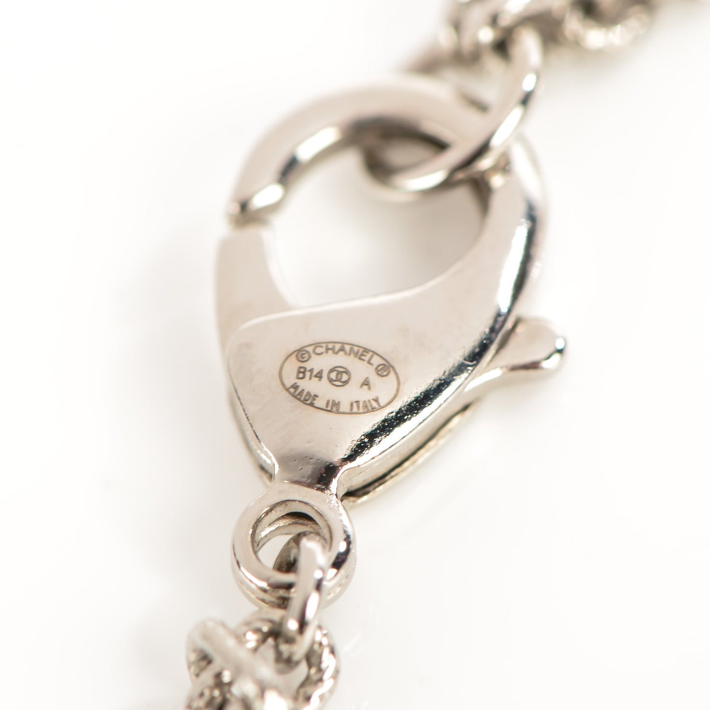 Crystal Pearl CC Long Necklace Silver