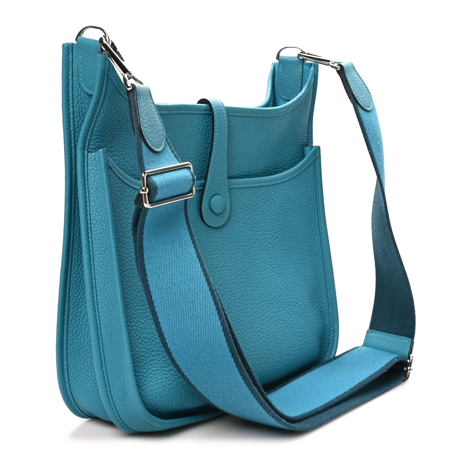 Hermes Taurillon Clemence Evelyne III PM Turquoise Colvert 3 of 9