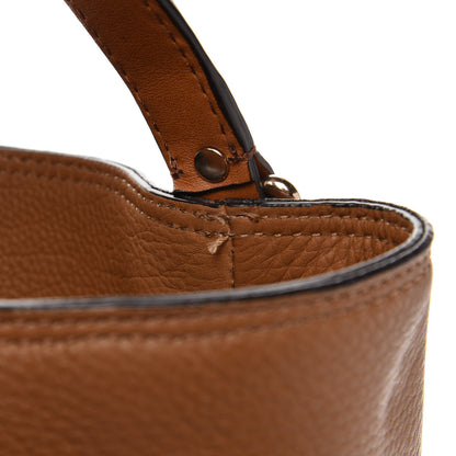 Burberry Grainy Calfskin Canvas Mega Check Medium Ashby Tassel Hobo Saddle Brown 10 of 12