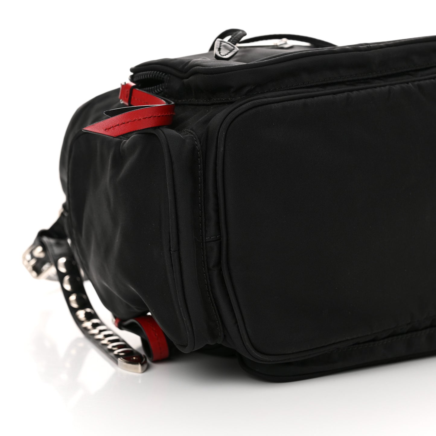 Tessuto Nylon Studded New Vela Mini Bucket Crossbody Bag Black Fuoco