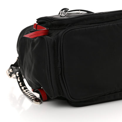 Prada Tessuto Nylon Studded New Vela Mini Bucket Crossbody Bag Black Fuoco 9 of 11