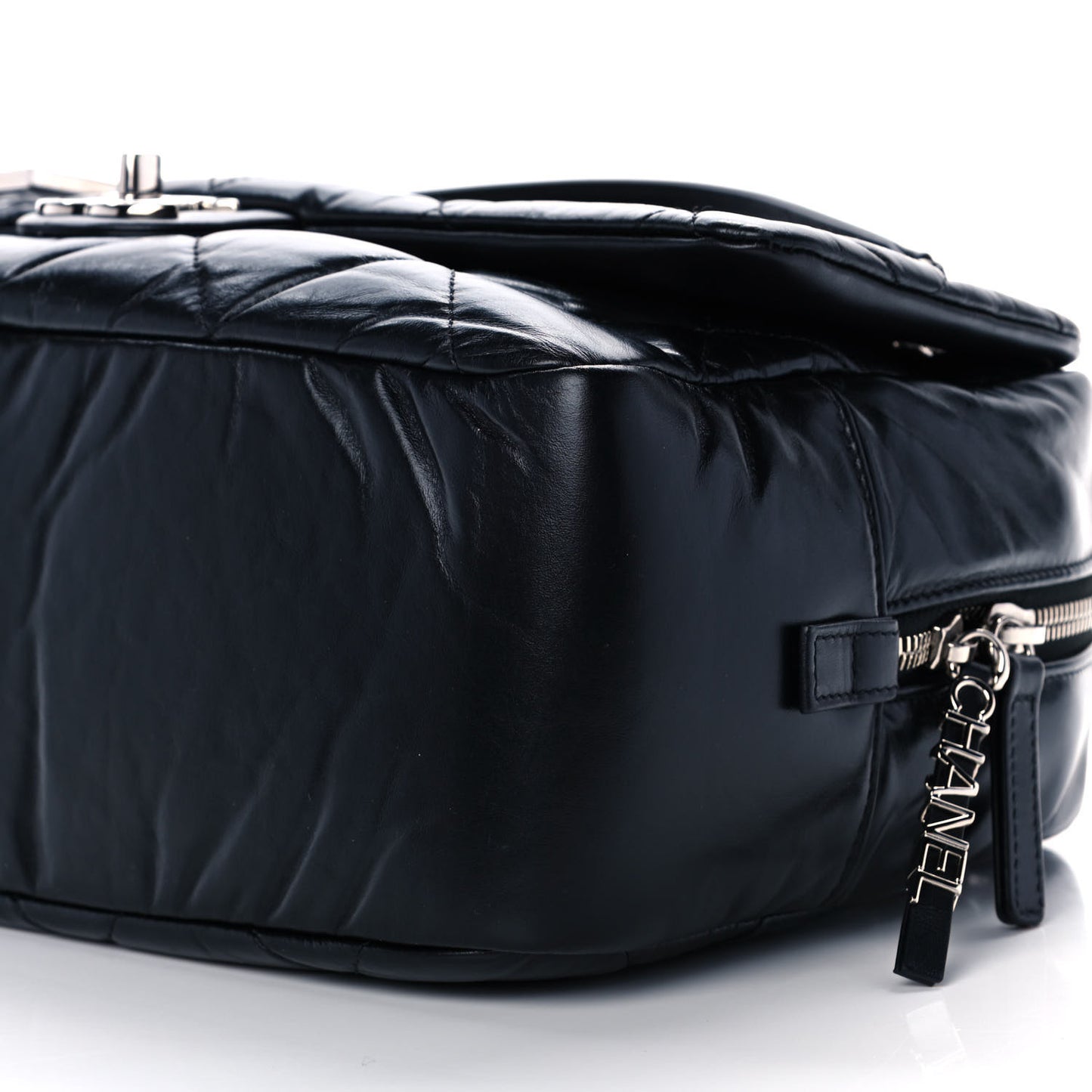 Aged Calfskin Quilted Small Express Bowling Bag Black