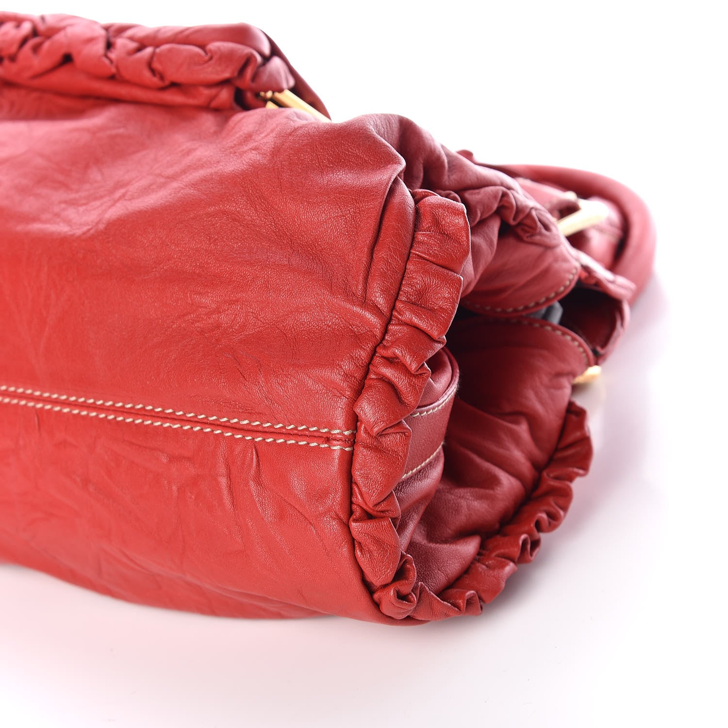 Dolce & Gabbana Calfskin XX Anniversary Ruffled Tote Red 6 of 8