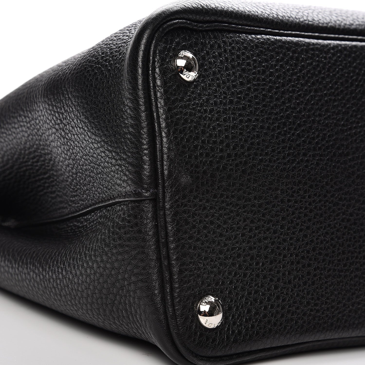 Prada Vitello Daino Small Double Tote Black Cuoio 10 of 11