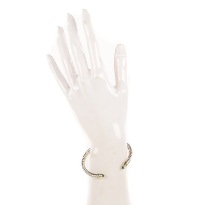 David Yurman Sterling Silver 14K Yellow Gold Blue Topaz 5mm Cable Classics Petite Color Bracelet 2 of 6
