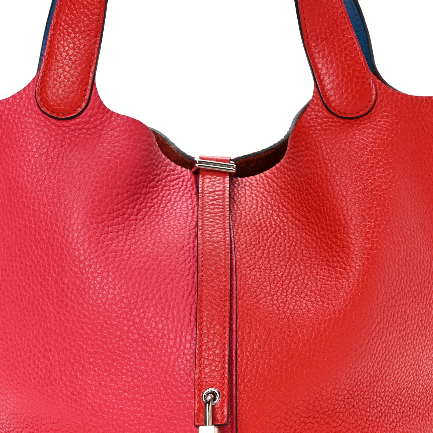 Hermes Taurillon Clemence Casaque Picotin Lock 22 MM Rouge De Coeur Rose Extreme Bleu Zanzibar 8 of 12