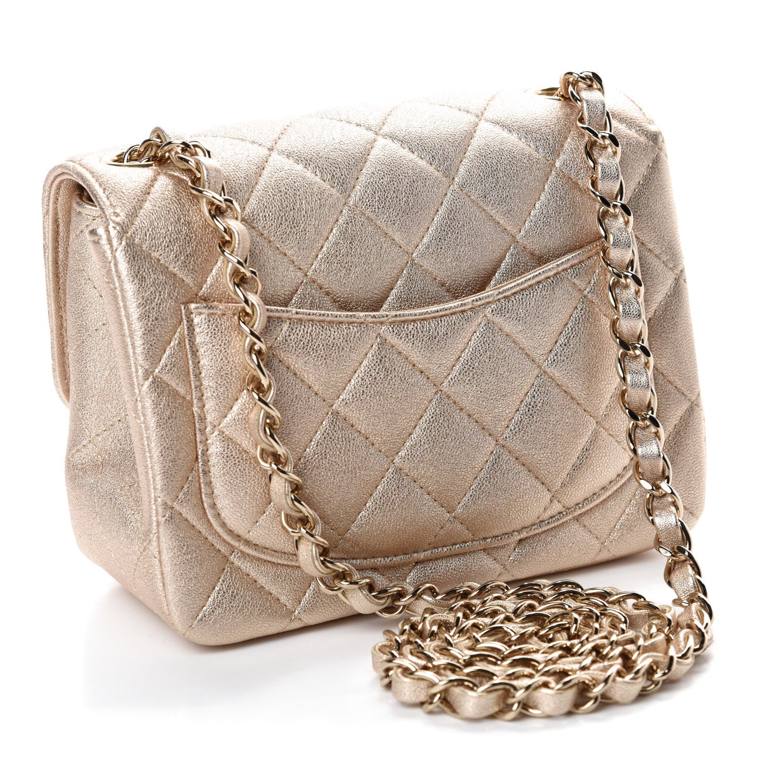 Chanel Metallic Lambskin Quilted Mini Square Flap Gold 3 of 11