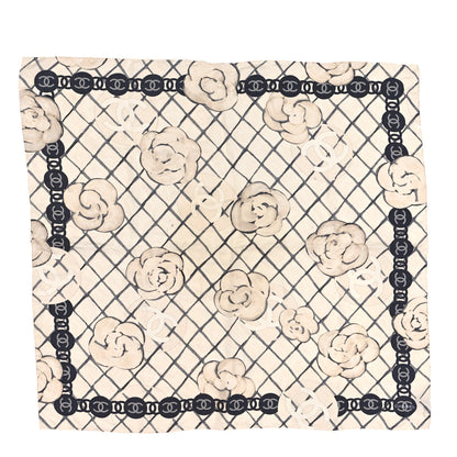 Chanel Silk Camellia CC Square Scarf Ivory 1 of 4