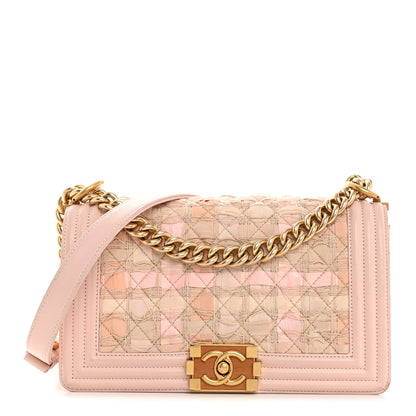Chanel Tweed Lambskin Medium Boy Flap Pink 1 of 14
