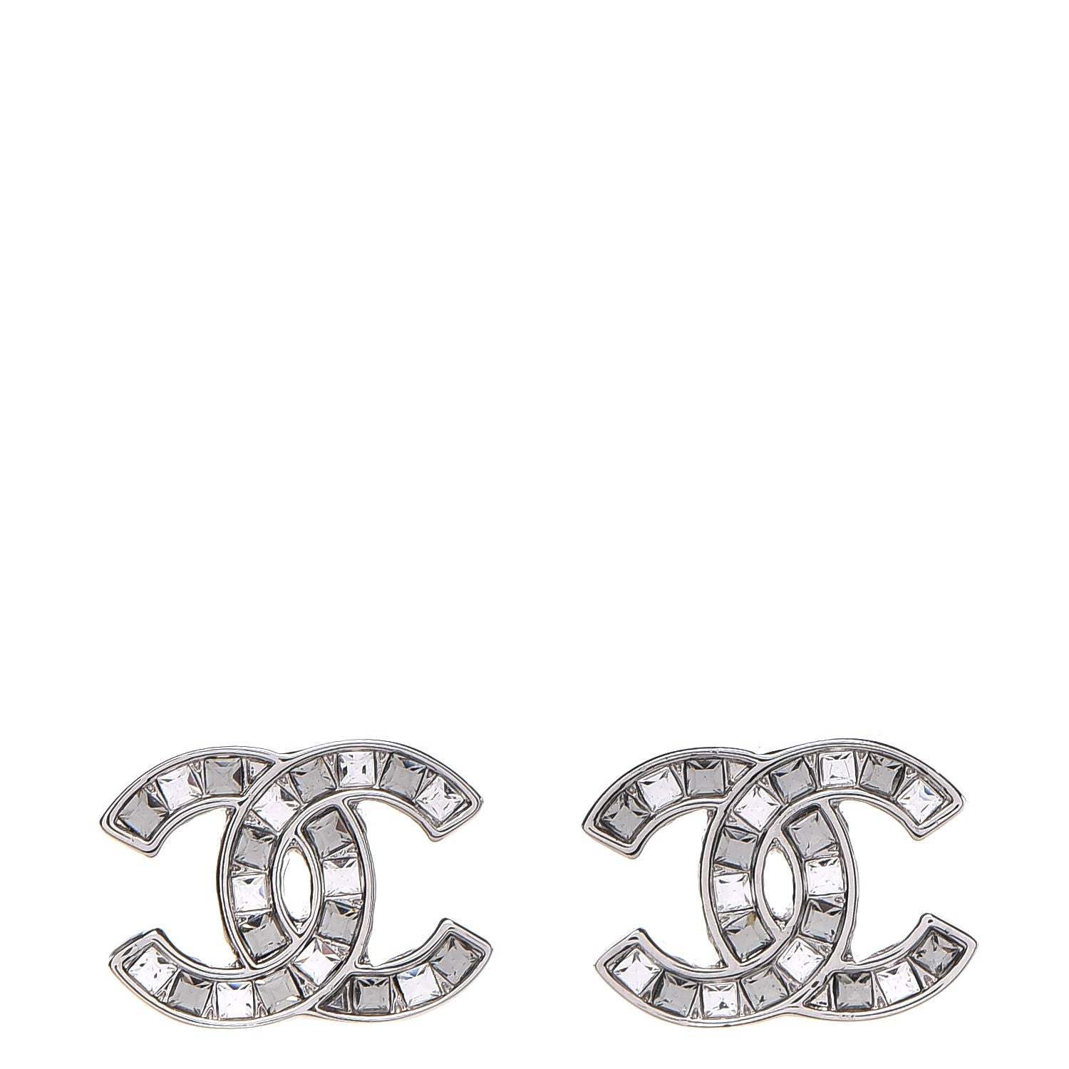Chanel Crystal CC Earrings Silver 1 of 5