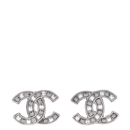 Chanel Crystal CC Earrings Silver 1 of 5