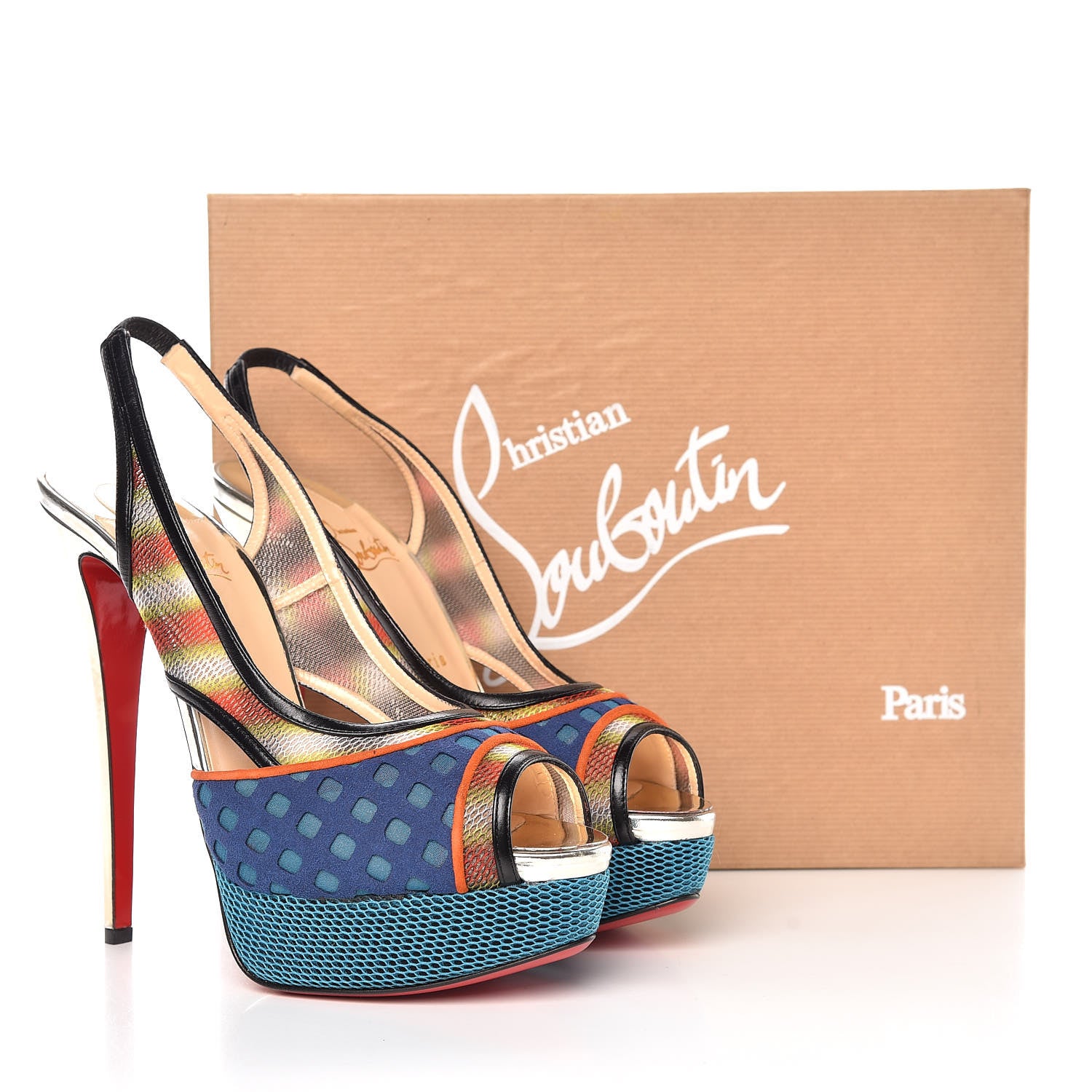 Christian Louboutin Fishnet Shiny Calfskin Marinadentella 150 Pumps 40 Ocean 8 of 8