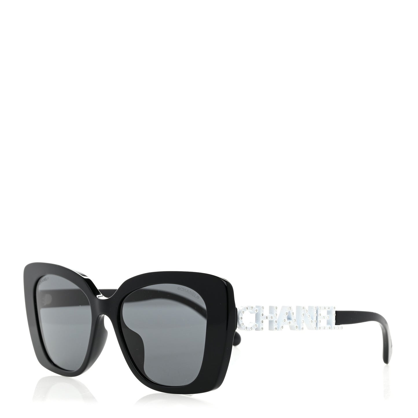 Acetate Strass Square Sunglasses 5422-B-A Black White