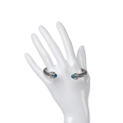 David Yurman Sterling Silver Blue Topaz Diamond 7mm Cable Classics Bracelet 2 of 5