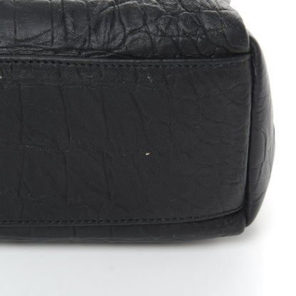 Saint Laurent Calfskin Crocodile Embossed Medium West Hollywood Monogram Fold-Over Black 11 of 12