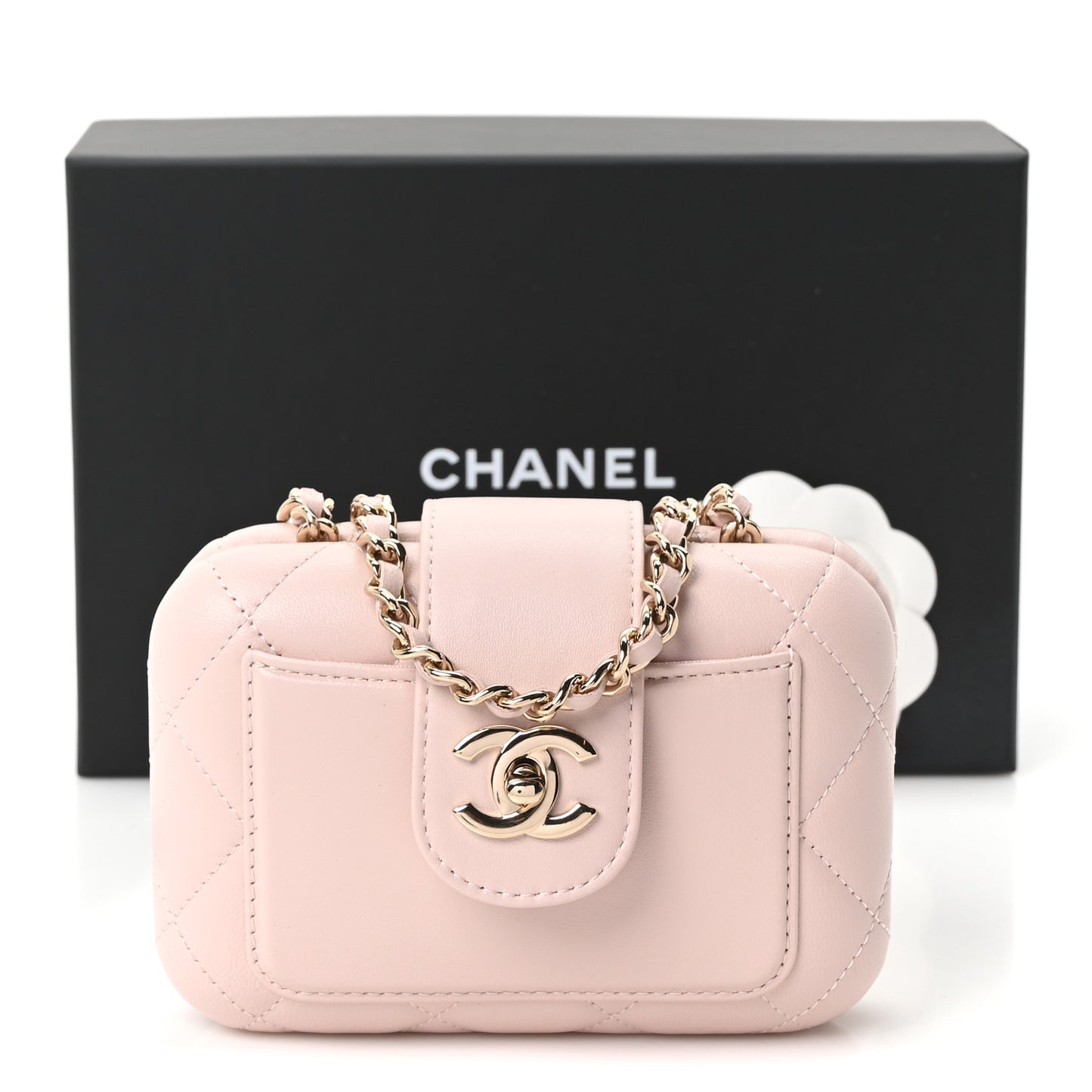 Lambskin Quilted Mini CC Chain Pocket Bag Light Pink