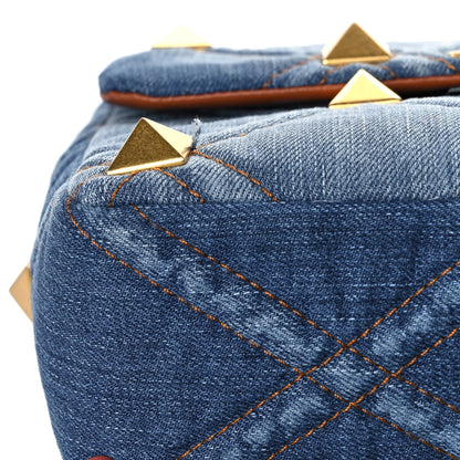 Valentino Garavani Denim Medium Roman Stud Shoulder Bag Light Denim Selleria 11 of 12