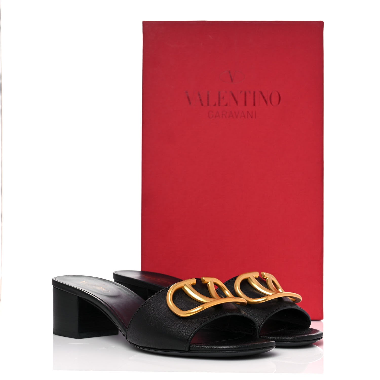 Valentino Garavani Grainy Cowhide VLogo 45mm Slide Sandals 38 Black 9 of 9