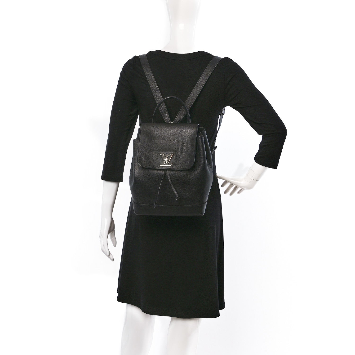 Louis Vuitton Calfskin Lockme Backpack Black 2 of 13