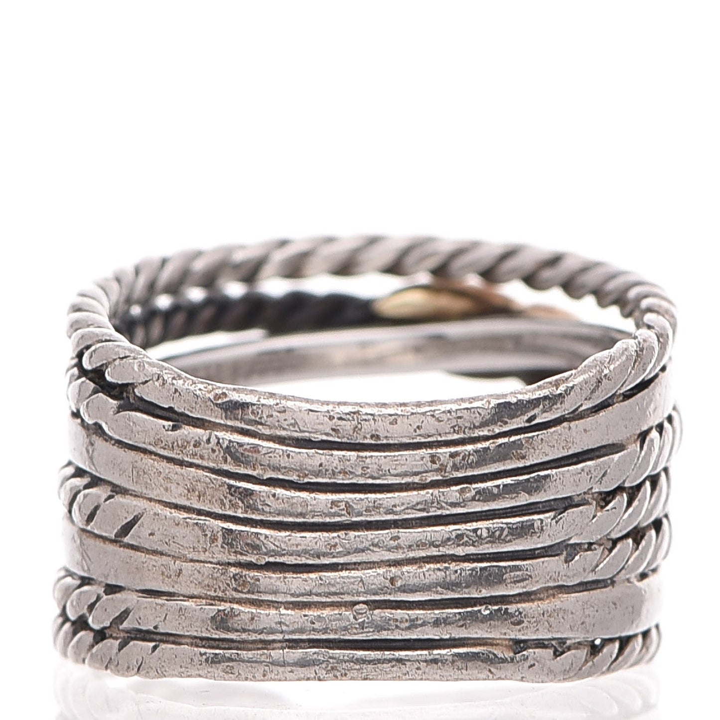 Sterling Silver 18K Yellow Gold 14mm Double X Crossover Ring 52 6