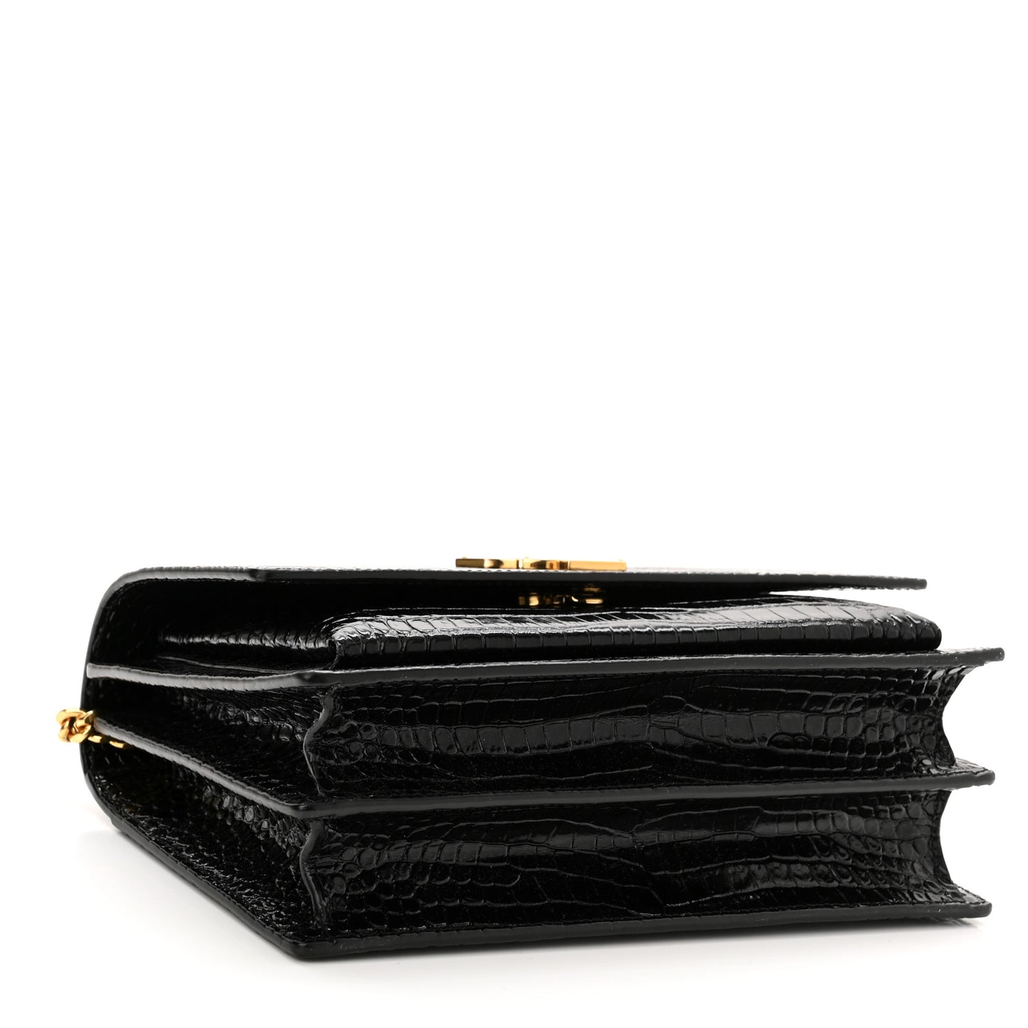 Calfskin Crocodile Embossed Medium Monogram Sunset Black