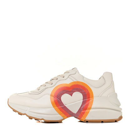 Gucci Calfskin Interlocking G Heart Rhyton Sneakers 35 Mystic White 1 of 7