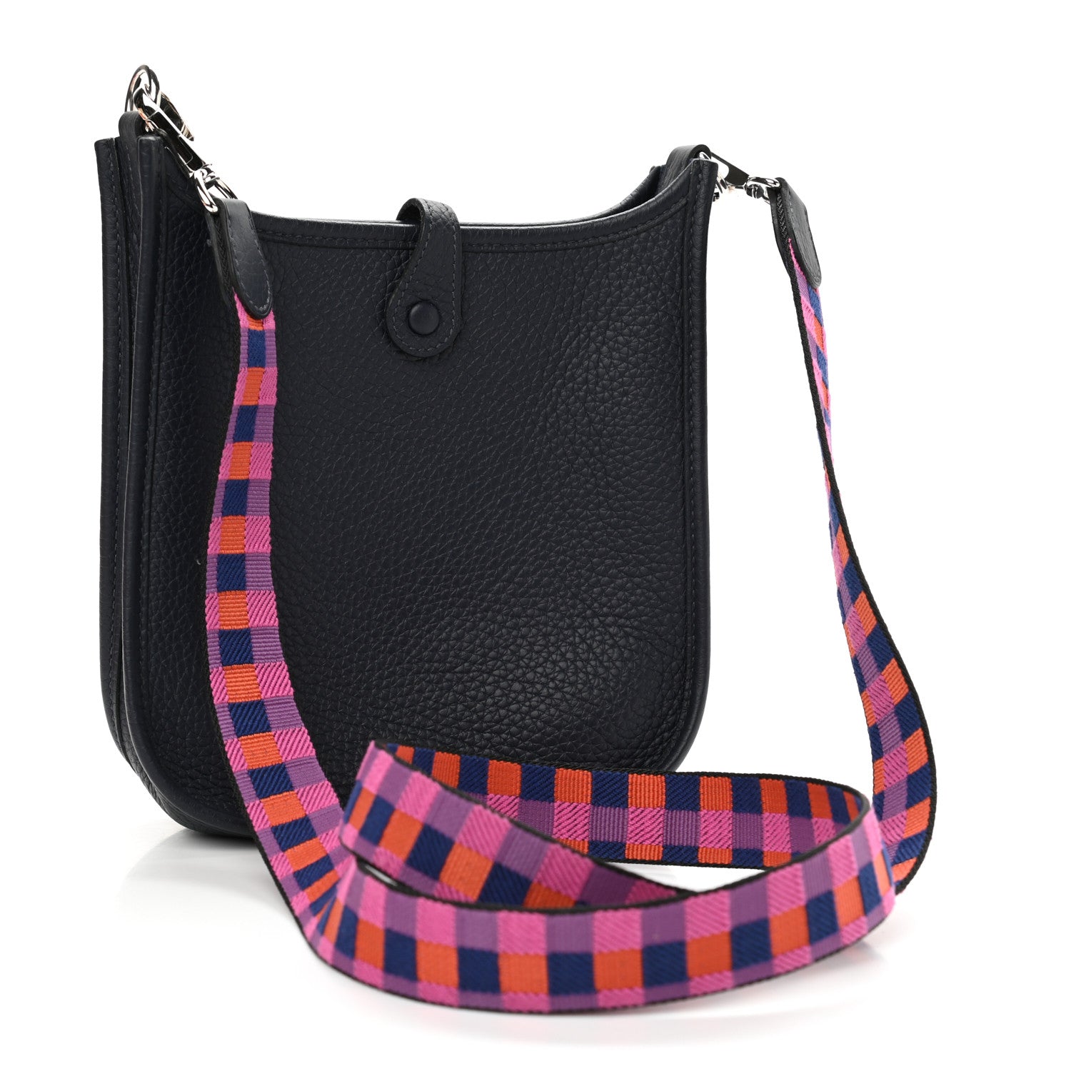 Hermes Taurillon Clemence Amazone Maxi Quadrille Evelyne TPM Bleu Nuit Bleu Saphir Anemone Capucine 3 of 13