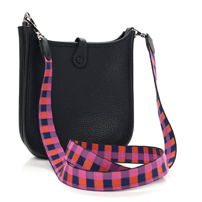 Hermes Taurillon Clemence Amazone Maxi Quadrille Evelyne TPM Bleu Nuit Bleu Saphir Anemone Capucine 3 of 13