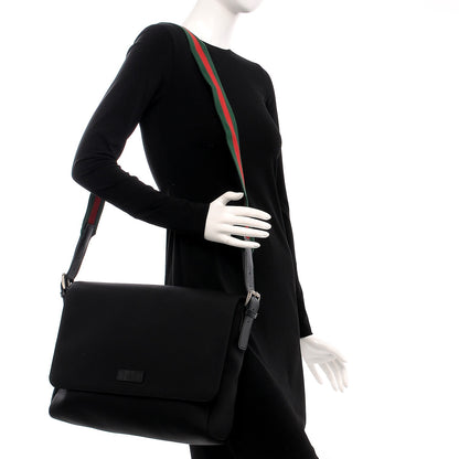 Gucci Techno Canvas Web Large Flap Messenger Bag Black 2 of 8