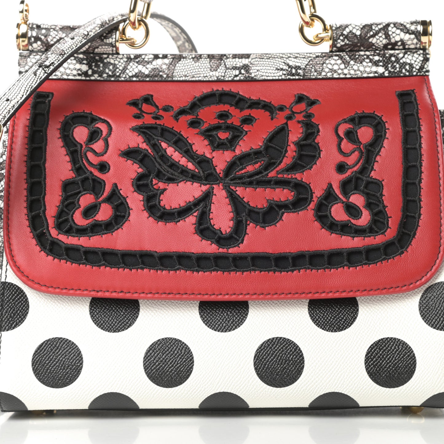 Dauphine Lambskin Embroidered Laser Cut Polka Dot Medium Miss Sicily Satchel Multicolor