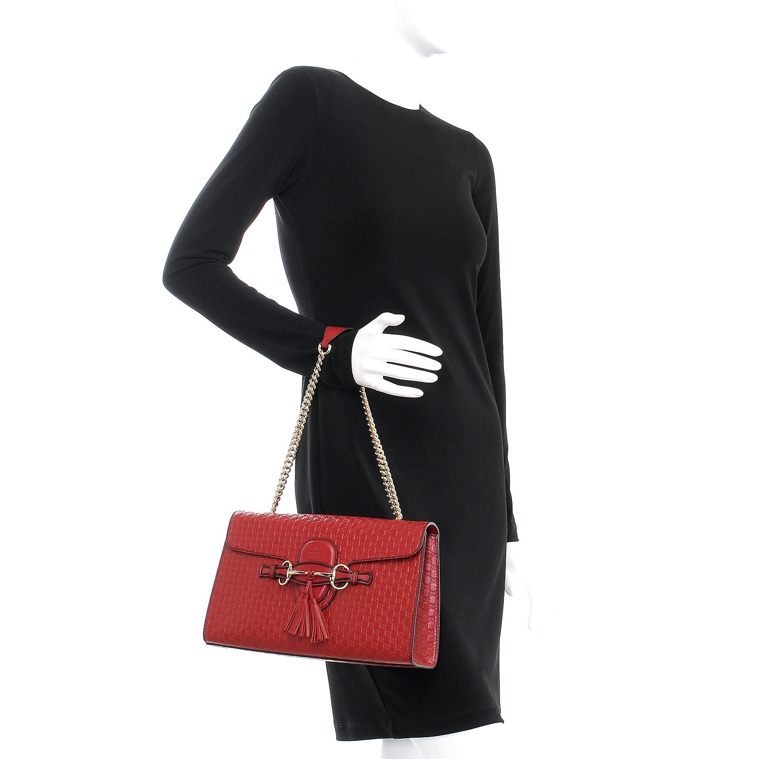 Gucci Microguccissima Medium Emily Chain Shoulder Bag Red 2 of 8