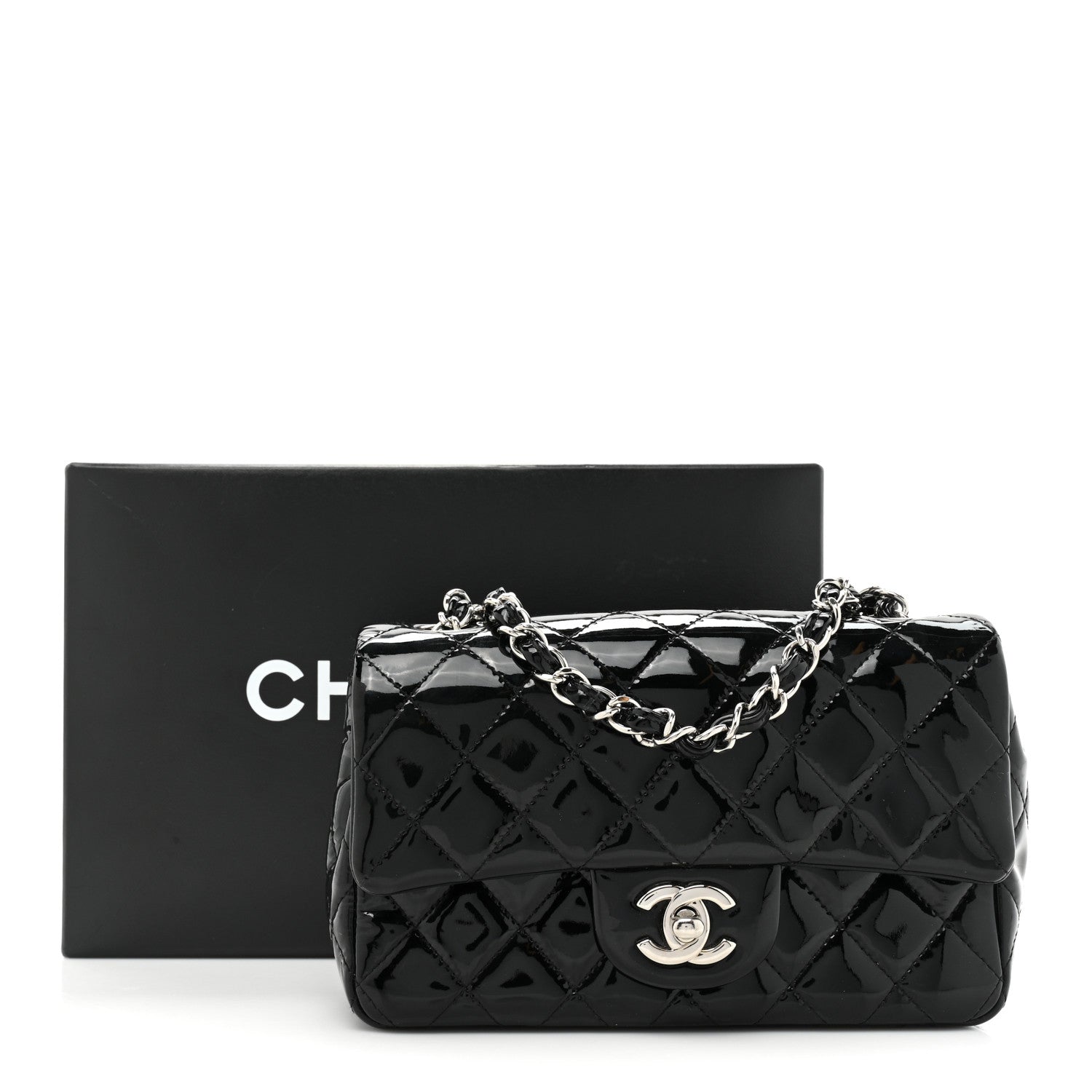 Chanel Patent Calfskin Quilted Mini Rectangular Flap Black 11 of 11