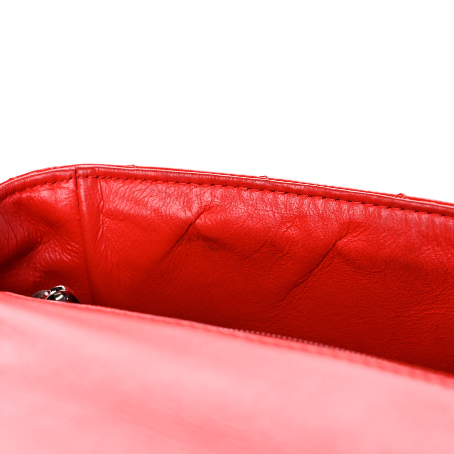 Patent Calfskin Quilted Mini Rectangular Flap Red