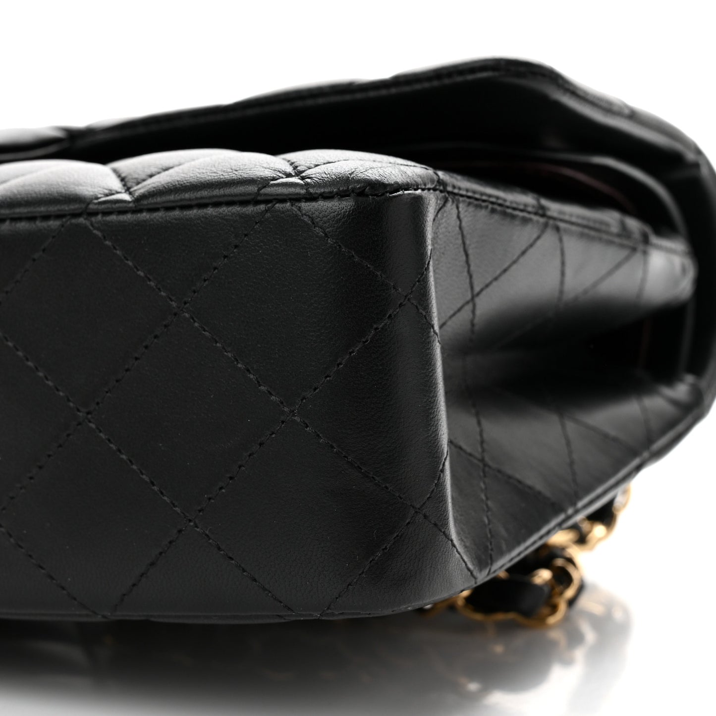 Lambskin Quilted Medium Double Flap Black