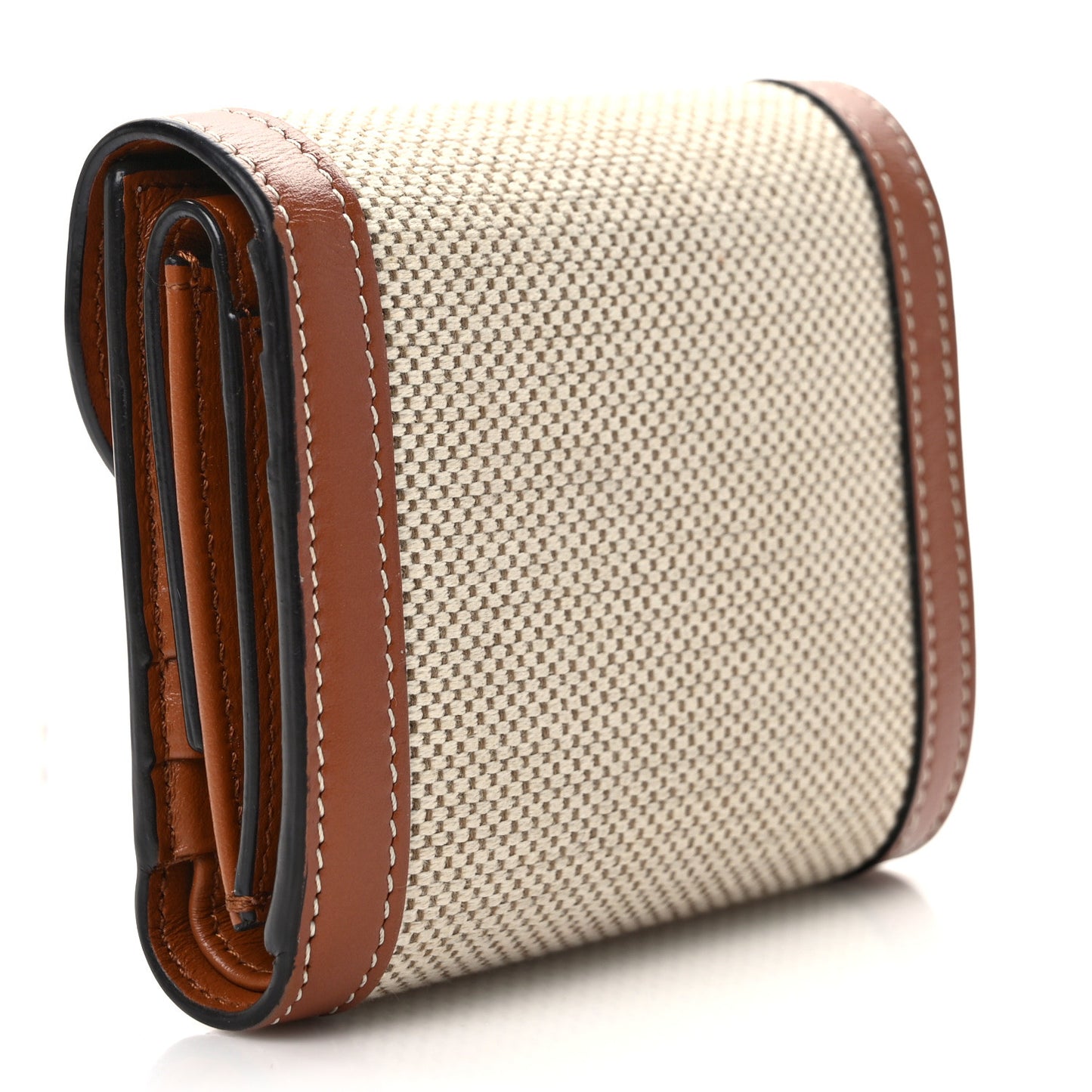 Textile Calfskin Small Triomphe Wallet Natural Tan