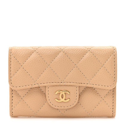 Chanel Caviar Quilted Flap Card Holder Wallet Beige 1 of 11