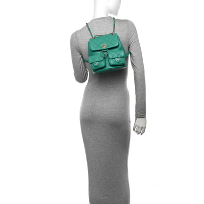 Chanel Caviar Quilted Medium Duma Pockets Drawstring Backpack Green 2 of 10