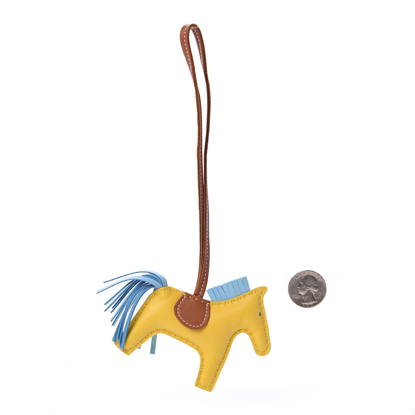 Milo Lambskin Grigri Rodeo Horse Bag Charm PM Jaune de Naples Celeste Gold