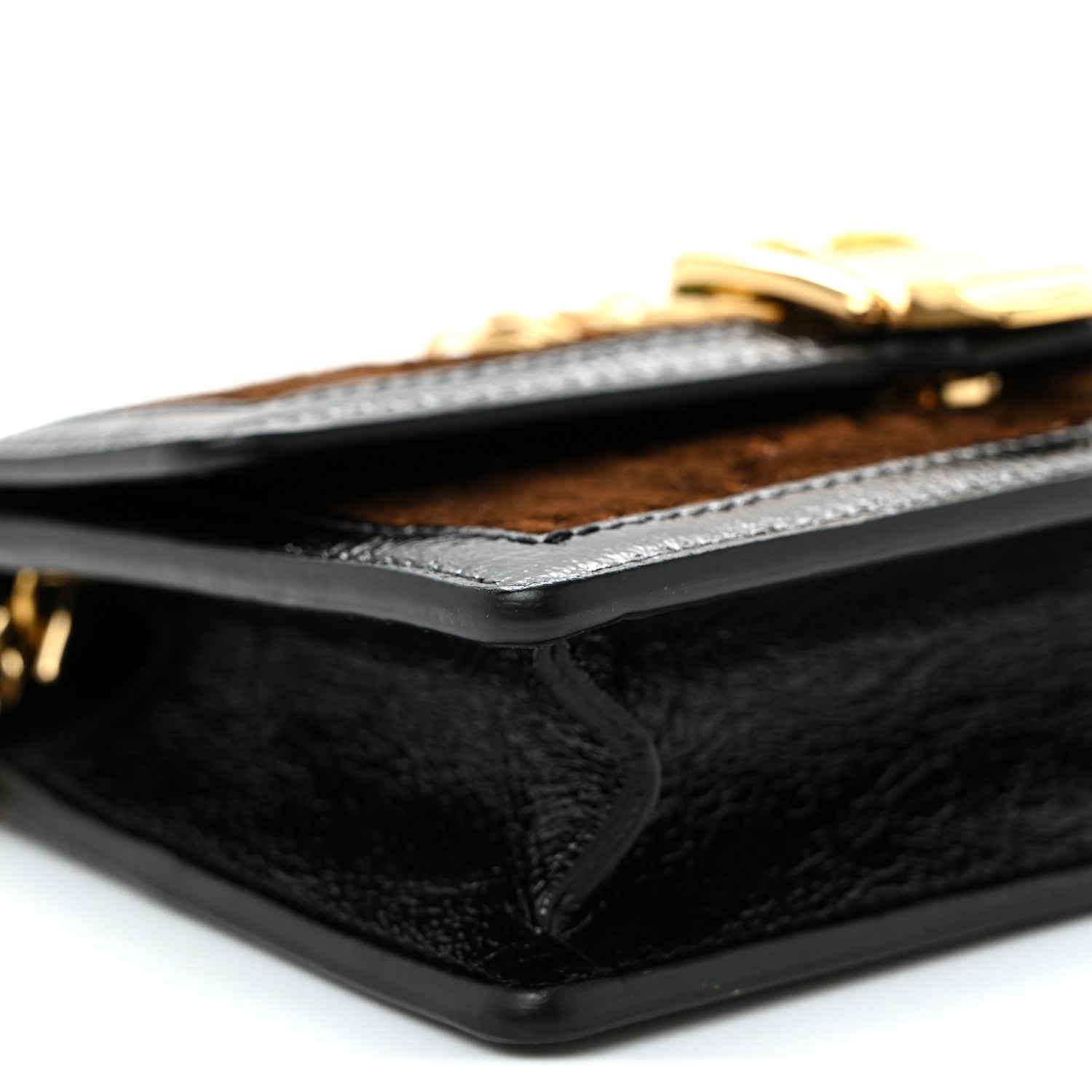 Gucci Velvet GG Monogram Web Super Mini Sylvie Chain Shoulder Bag Brown Black Oro Vecchio 9 of 10