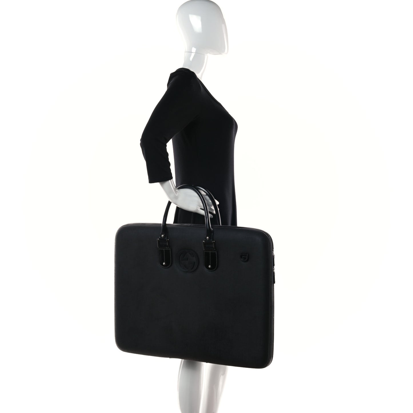 Coated Canvas Interlocking G Large Garment Hard Case Travel Bag Black