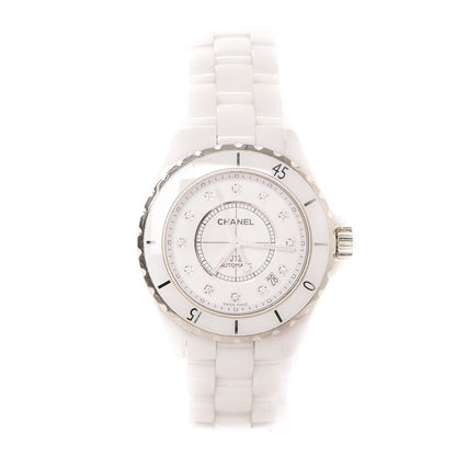 Chanel Stainless Steel Ceramic Diamond 38mm J12 Automatic Watch White 1 of 9