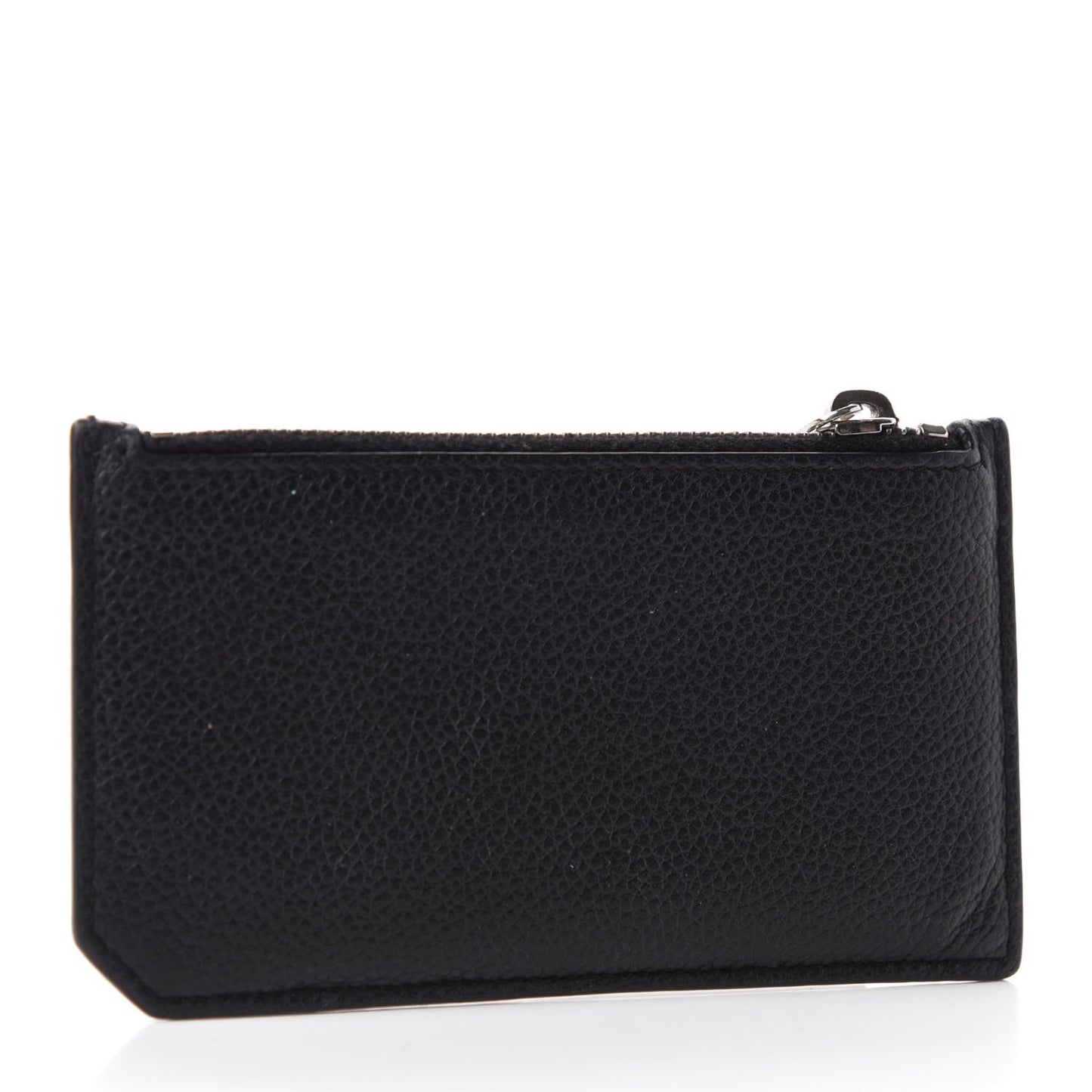 Grained Calfskin 5 Fragments Zip Pouch Card Holder Black