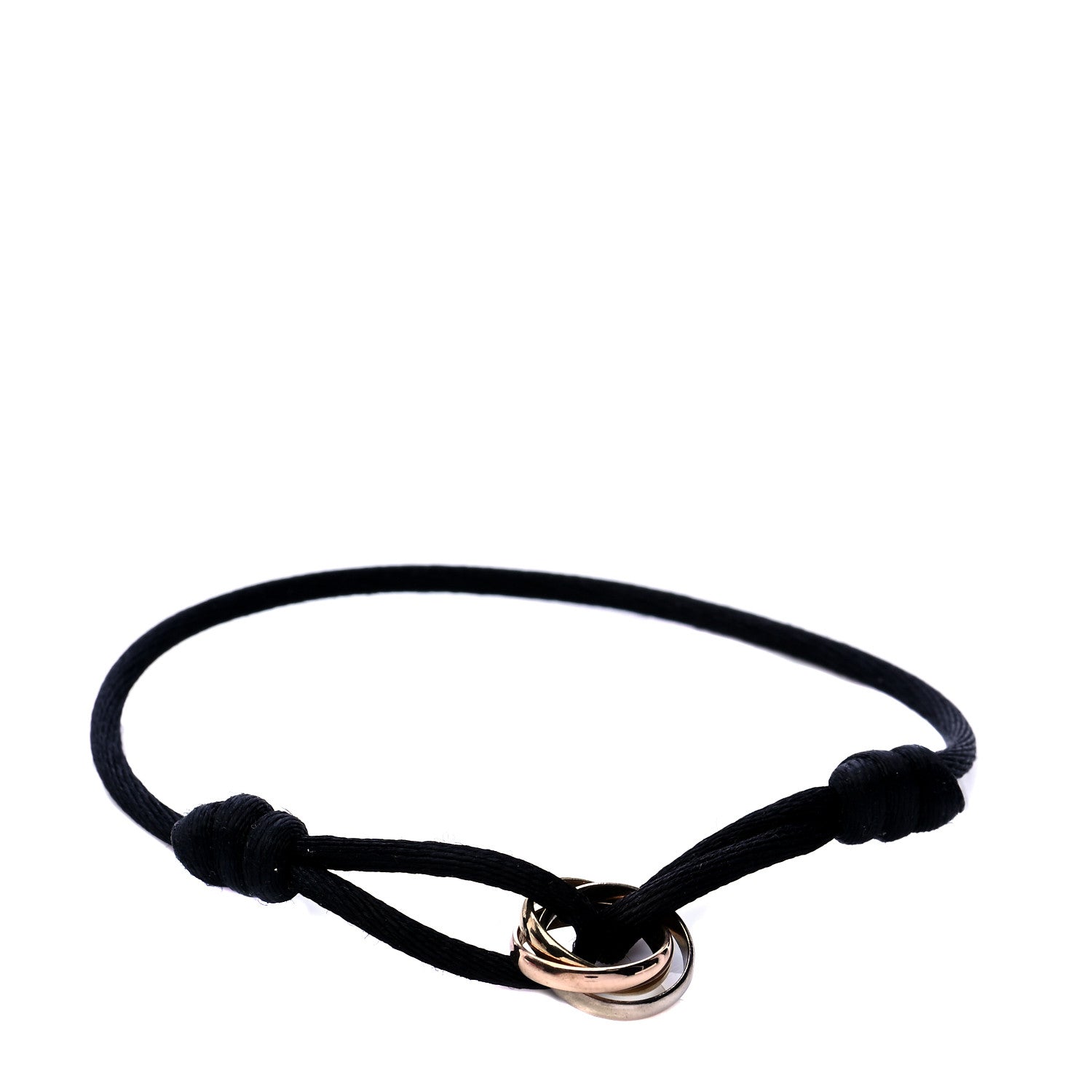 Cartier 18K Pink Yellow White Gold Trinity Adjustable Cord Bracelet Black 1 of 8
